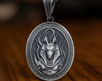 エジプトのアヌビスハンドメイドシルバーペンダントネックレス、親友へ