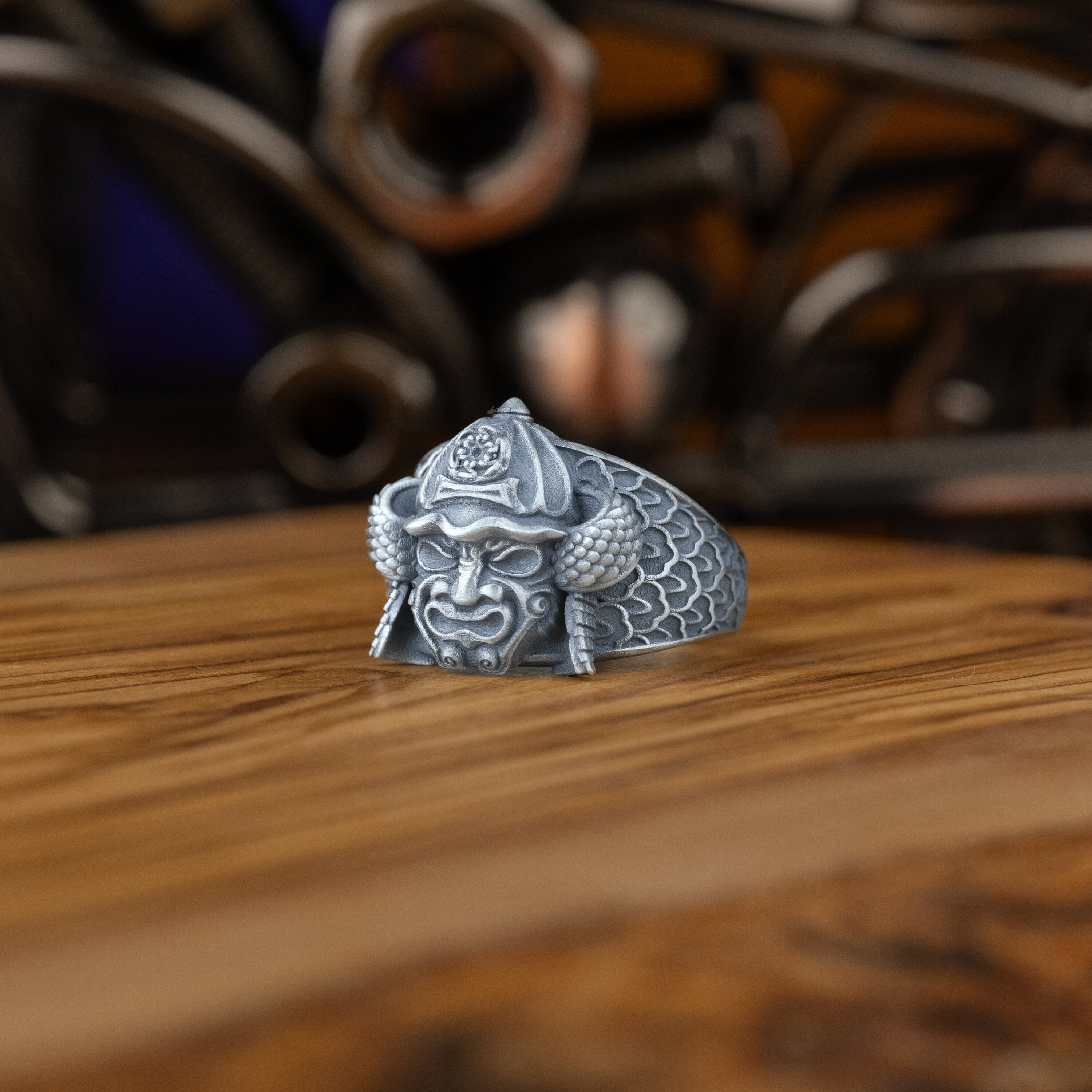 Bague Homme Tête De Dragon Argent 925 - Style Samouraï Japonais, Taille Libre