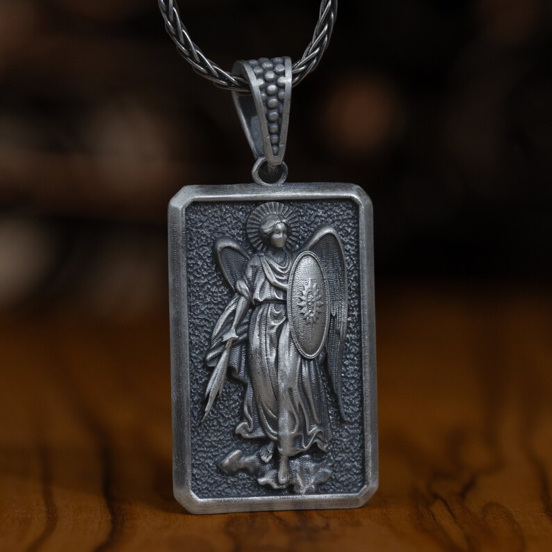 Silver Archangel Michael Necklace, St Michael Winged Archangel Pendant ...