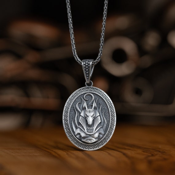 エジプトのアヌビスハンドメイドシルバーペンダントネックレス、親友へ