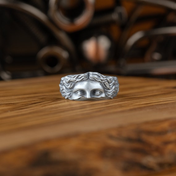 Goddess Venus Ring in Roman Mythology, Aphrodite Eyes One Of A Kind Ring, Ancient Greek Ring in Sterling Silver, Fantasy Ring For Men