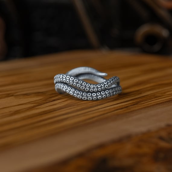 Calamaro Anello Argento Ossidato Anello Grumet In Bronzo Domenico