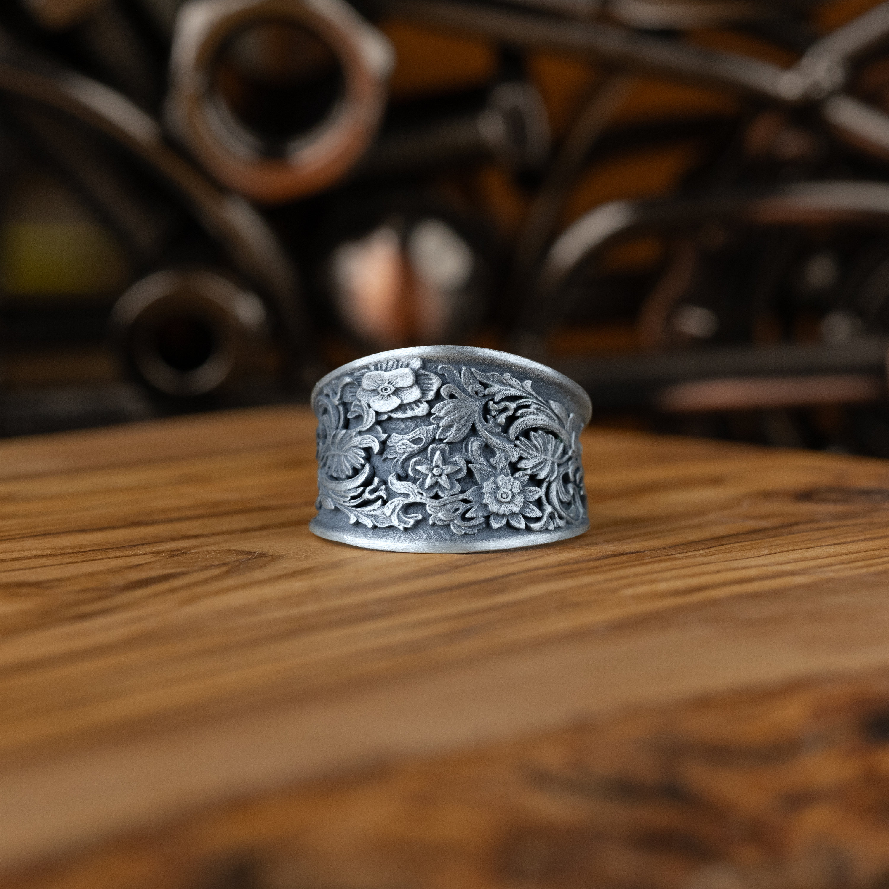 Acanthus Flower Silver Ring, Baroque Style Ring, Handmade