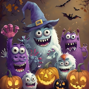 Halloween, witzig, Monster, Kürbis, Digitaldruck