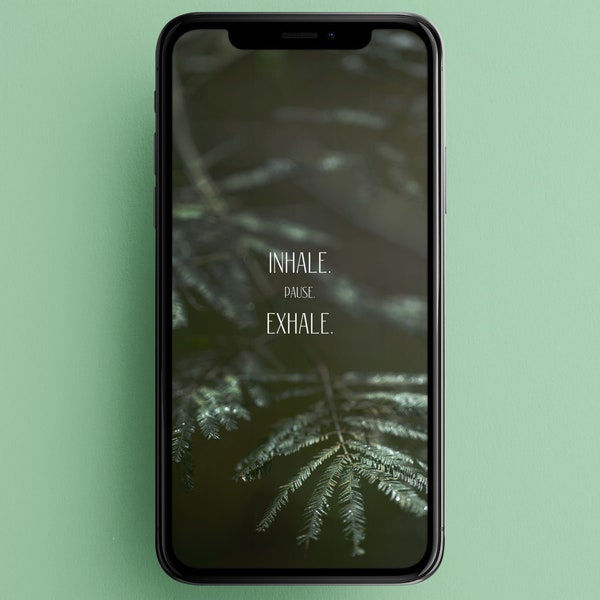 Inhale. Pause. Exhale. Phone Wallpaper - Daily Reminder - Self Love - Mental Health - Take a Breath - Self Help - Get Well Soon Gift