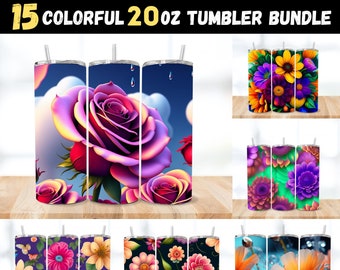 Colorful 20oz Sublimation Tumbler Designs, Flowers Tumbler Wrap, Floral Tumbler Wrap, Straight and Tapered Tumbler Wrap, Colorful Flowerspng