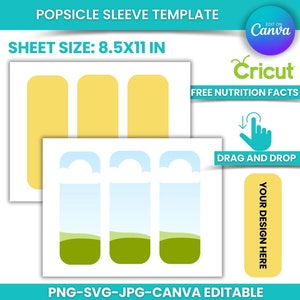 Popsicle Sleeve Template, New style Popsicle Sleeve Labels, Canva Template, SVG, PNG, JPEG, Instant Download, Drag and Drop, Canva Frame