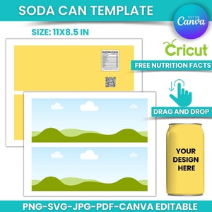 Editable Soda Can Label Template: Party Favor Wrapper (Digital Download)