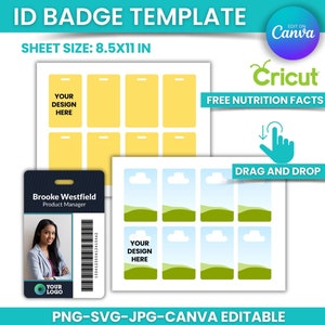 Customizable ID Badge Template: Canva Editable, Printable (Digital Download)