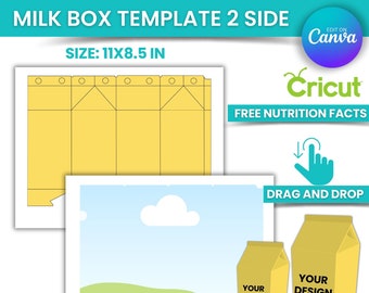 Milk Box Template, Milk Box Svg, Gift Box Svg, Milk Favor Box Svg, Box Svg, Cut File Favor Box Template Canva Editable