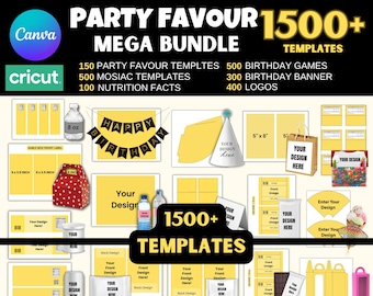 1500+ Party Favor Templates , Template Bundle , Party Favors, Chip Bag Template , Chocolate Bar Wrapper Template ,Ring lollypop template