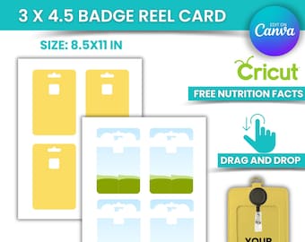 Badge Reel Display Template Card: Alligator & Belt Clip (SVG, PNG)