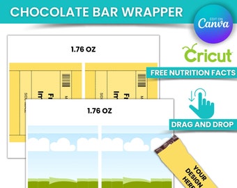 Modèle d'emballage de barre de chocolat de 1,76 oz, modèle de barre modifiable, emballage de barre chocolatée, modèles d'emballage, étiquette nutritionnelle, modèles de cadeau