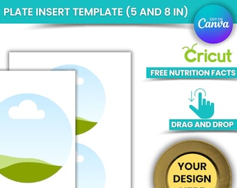 5inch and 8inch Plate Charger Template 2 sizes, Plate Insert Template SVG, DXF, Canva,  Png, Psd, 8.5"x11" sheet, Printable Instant Download