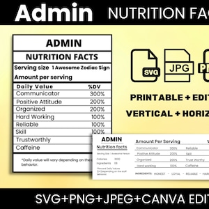 Administrator Nutrition Facts svg,Administrator Nutritional Facts svg,Administrator shirt svg,Gift for Administrator svg,Mug svg file