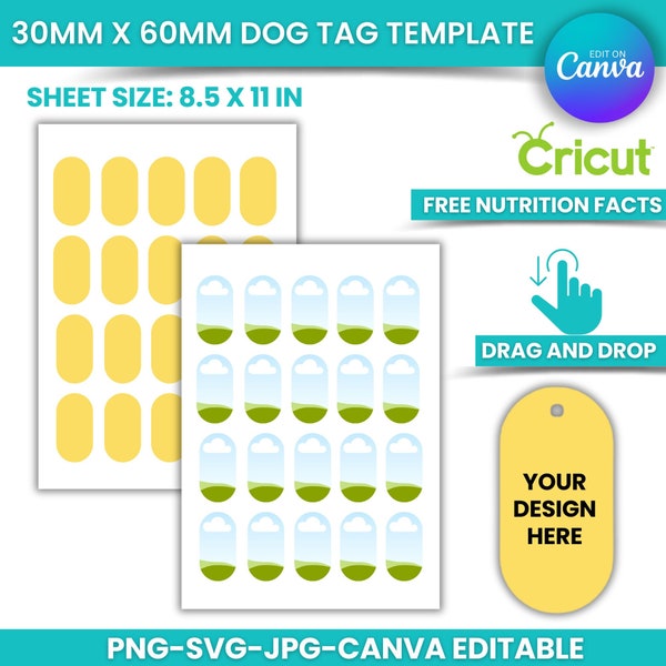 Dog tag template bundle, dog bone tag SVG, blank sublimation template, dog ID tag, Canva, Cricut, Silhouette, Glowforge, instant download