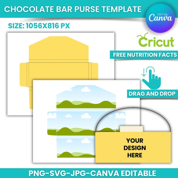 1,55 Unzen Schokolade Geldbörse Vorlage, Candy Bar Wrapper, Schokolade Wrapper Etikettenvorlage, Nährwertetikett, Party Fovor, Wrapper Vorlage