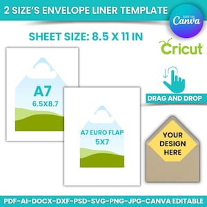 Envelope Liner Euro Flap, Envelope Liner Template, Envelope liner, Envelope Liner Printable, Custom, Liner A7, PNG, instant Download