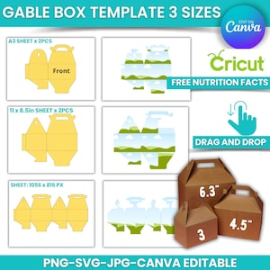Gable Box Template Bundle, Box Svg, Gable Box Svg, Box Templates Svg, Gable Box Cricut Svg, Party Favors, Gift Box Svg, Canva drag and drop
