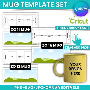 Editable Mug Template: Full Wrap Design (SVG, PNG, JPEG, Canva)