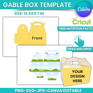 Gable Box Template Bundle: Party Favor Box SVG, PNG, JPG (Canva Editable)
