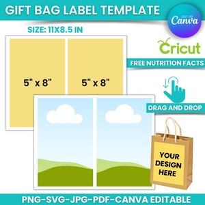 Gift Bag Label, Gift Bag Lab Canva Editable Template DIY Birthday ...