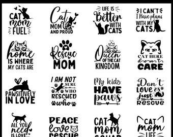 Pacchetto SVG di gatti: divertenti citazioni sui gatti per Cricut e Silhouette (download digitale)