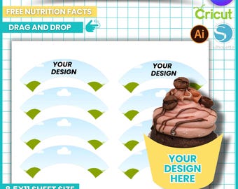 Modello per mini involucri per cupcake: involucri per feste modificabili con Canva (download digitale)
