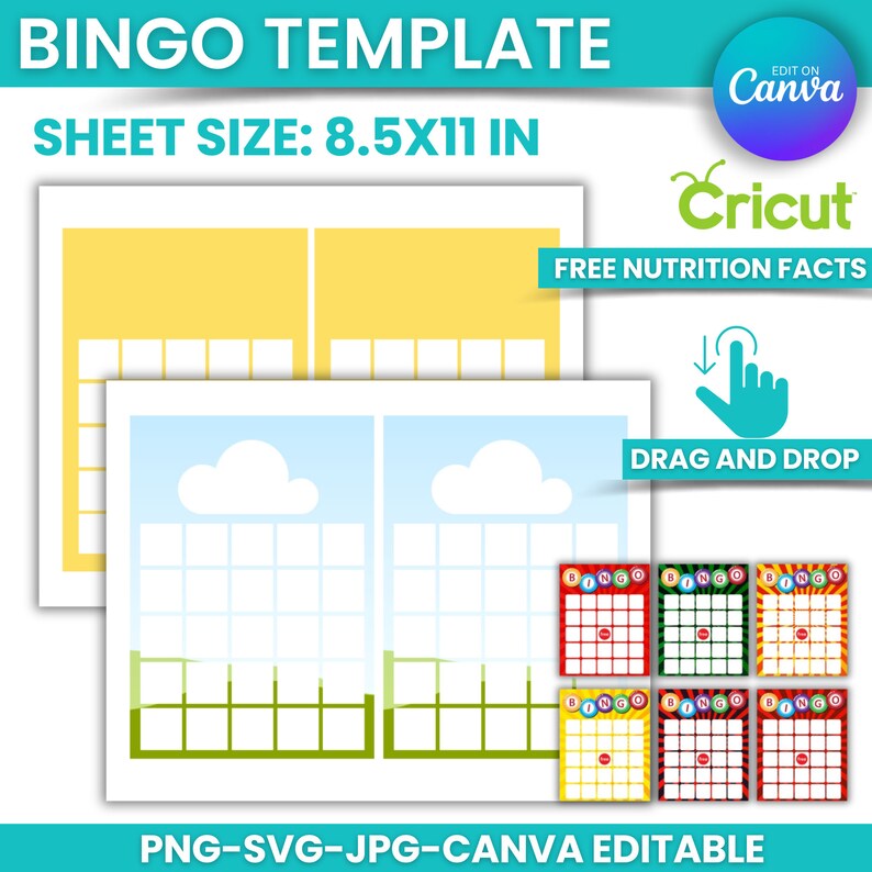 Kids Bingo Game Template: Drag & Drop Canva Editable (8.5