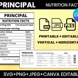 Principal Nutrition Facts svg,Principal Nutritional Facts svg,Principal shirt svg,Gift for Principal svg ,Mug svg file