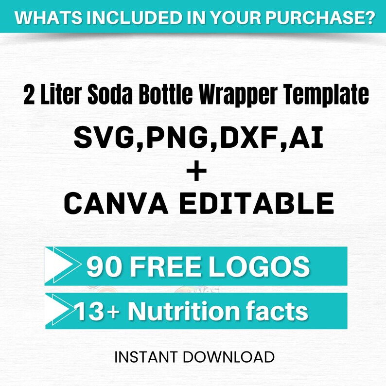 2 Liter Soda Bottle Wrapper Template, Soda Bottle Label, Bottle Label