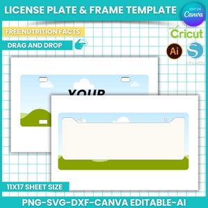 Car License Plate Sublimation Template: Editable Canva Design (SVG, PNG, DXF)