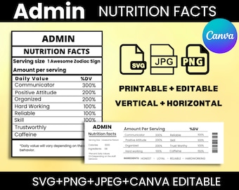 Administrator Nutrition Facts svg,Administrator Nutritional Facts svg,Administrator shirt svg,Gift for Administrator svg,Mug svg file