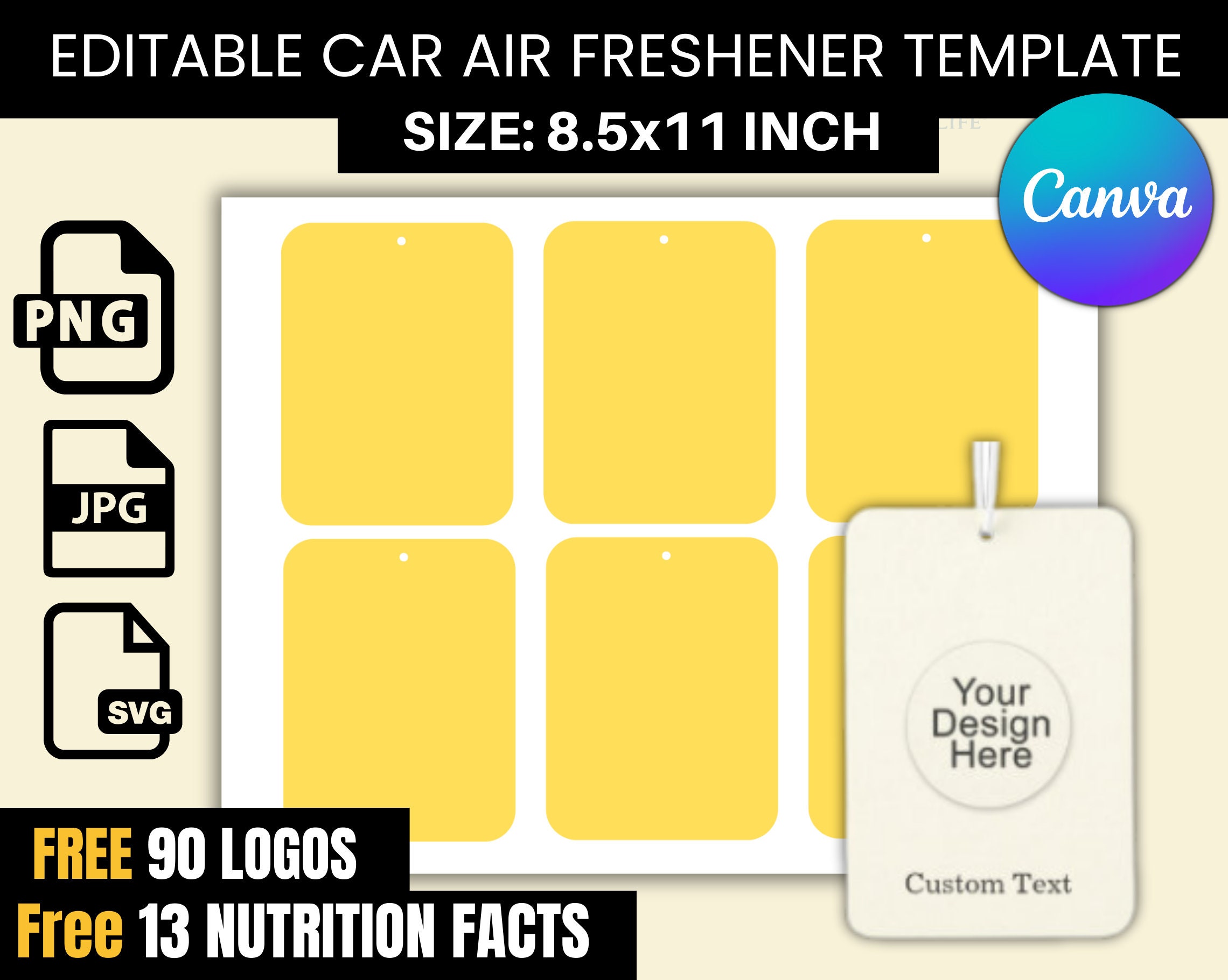 Blank Air Freshener Template,Sublimation Graphic by AichaPrintables ·  Creative Fabrica