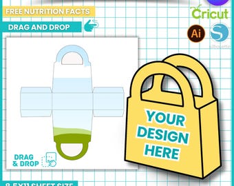 Editable Gift Bag Template SVG, Canva Label, Cricut, Silhouette