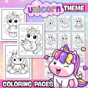 Unicorn Coloring Pages For Kids, Printable Coloring Pages, Kids Coloring Pages, Girls Coloring Pages, Unicorn Sheets, Instant Download
