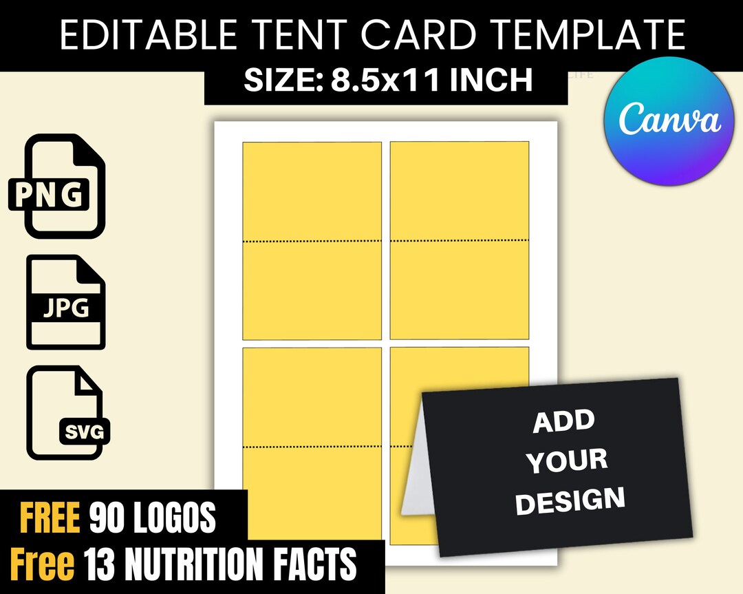 Tent Card Template Food Label Card Tent Card Template SVG - Etsy