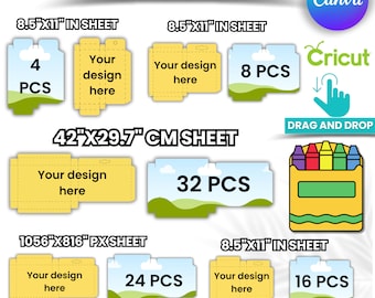 Crayon Box Template: Party Favor Gift Box SVG PNG PDF (Canva Editable)