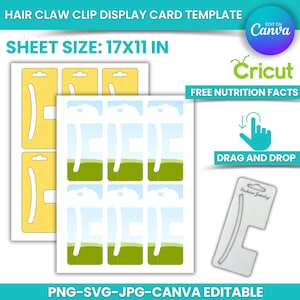 Modelo de clipe de garra de cabelo, suporte de grampo de cabelo, modelo personalizado, arrastar e soltar editável em Canva, modelo SVG, modelo de sublimação, Cricut