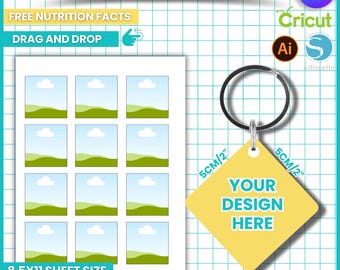 5cm Square Keychain Sublimation Template: Canva Editable (Digital Download)