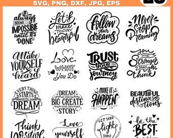 Inspirerande citat SVG-paket: Motiverande design (digital nedladdning)
