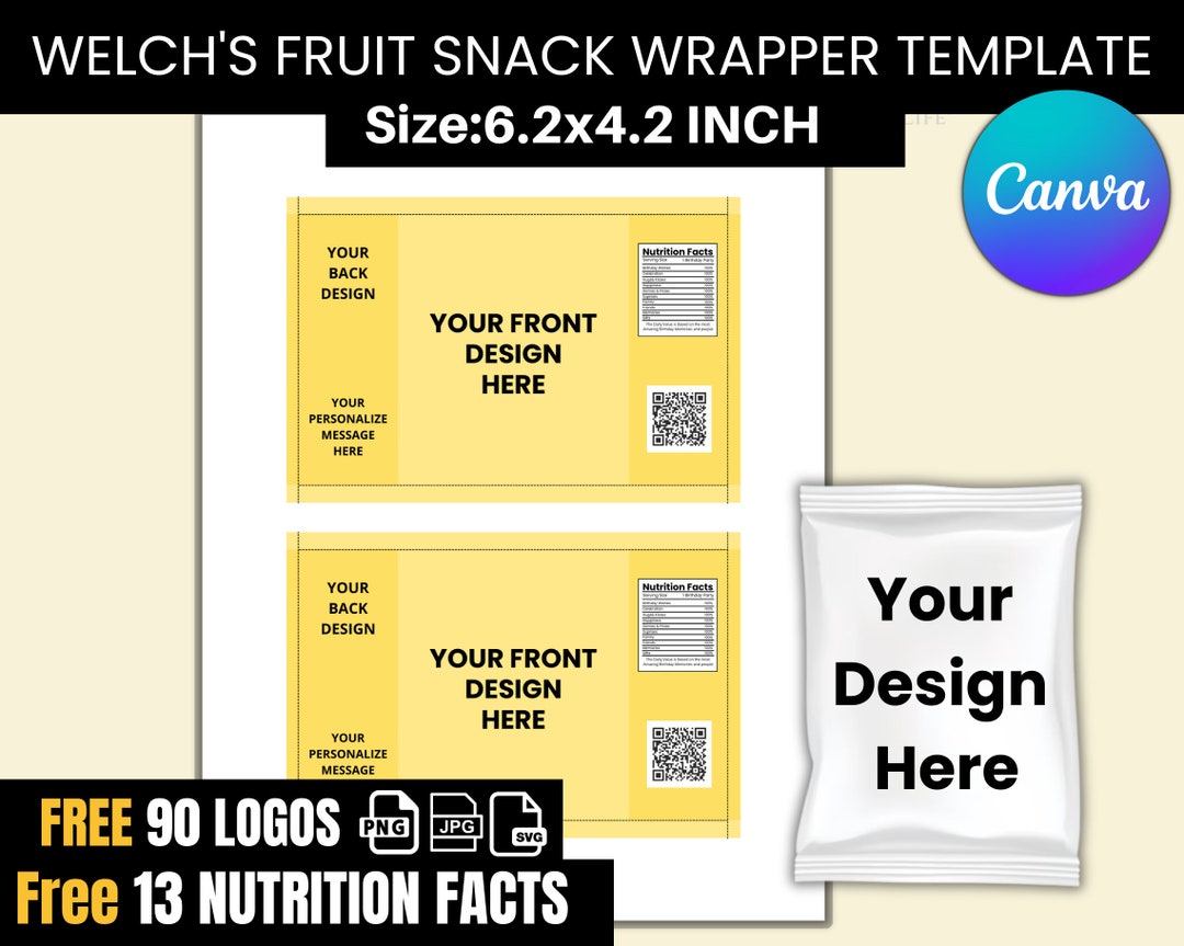 Fruit Snack Template Canva Template Blank Party Favor Etsy