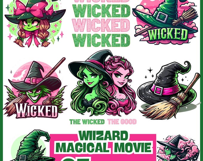 Wicked Show Graphics Wicked PNG Musical Clipart Set Bundle Wicked Movie, Team Elphaba, Team ...