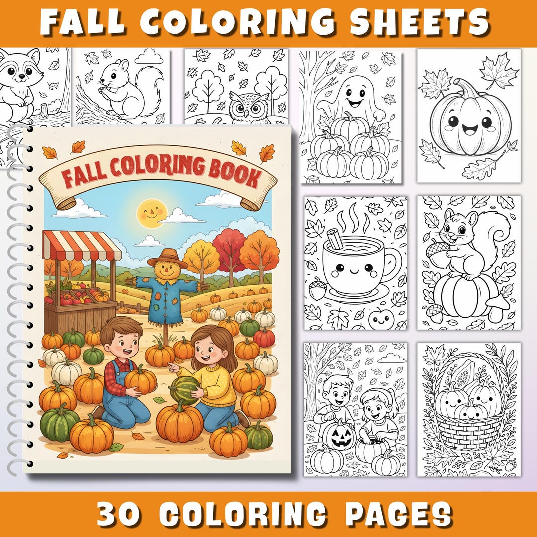 Fall Coloring Pages, Fall Coloring Book, Fall Coloring Sheets, Autumn ...