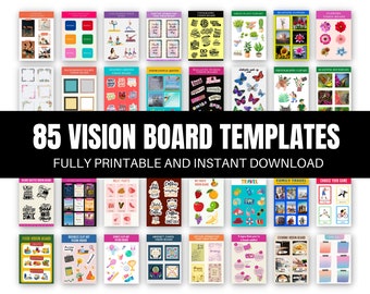 Vision Board Kit: 85+ Printable Images, Quotes, Clipart (PDF Download)
