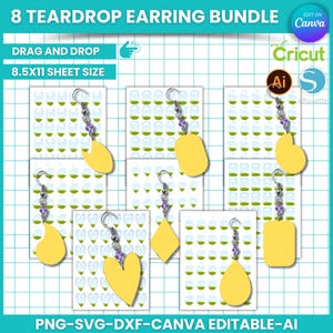 Earring Template, Teardrop Earring Template Bundle, Teardrop Earring Svg, Teardrop Earring Sublimation, Earring Template, teardrop svg