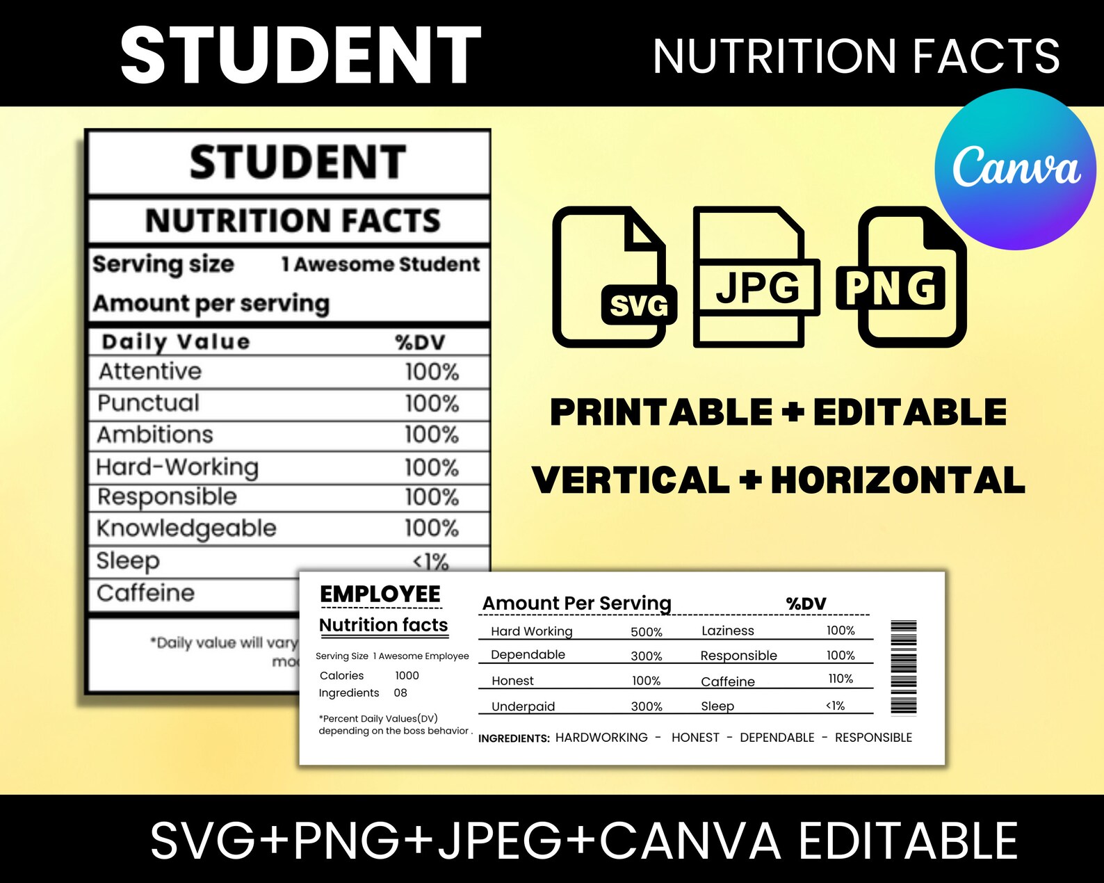 Student Nutrition Facts, SVG Nutritional Fact Label Template ...