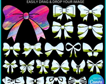 Coquette Bow Messy Bun Canva Frames: Drag & Drop Templates