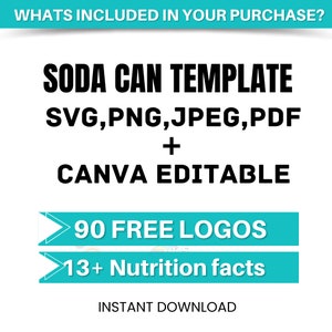 Editable Soda Can Label Template: Party Favor Wrapper (digital Download ...