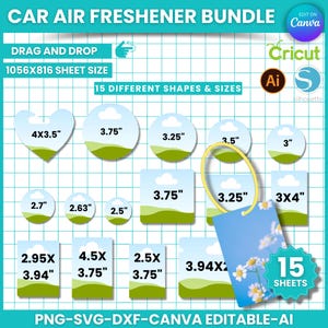 Car Air Freshener Template Bundle, Air Freshener Canva Editable, Air Freshener 15 Sheets, Car Air Freshener Sublimation Template